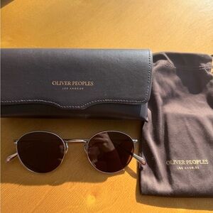 Oliver Peoples Silver Frame Sunglasses with Brown Lenses